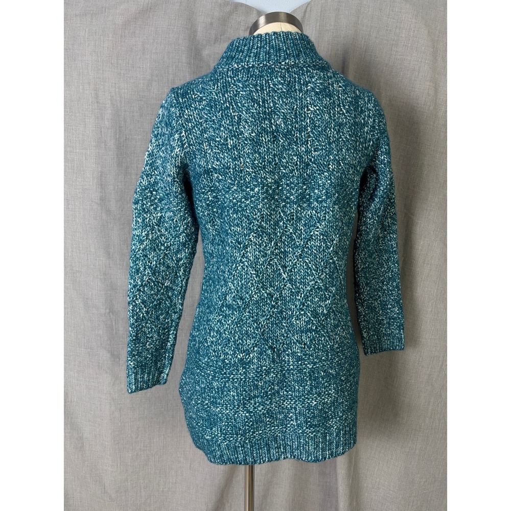 Soft Surroundings Blue Marled Knit Zip Front‎ Tunic Mock Neck Sweater L (est) - Picture 3 of 11